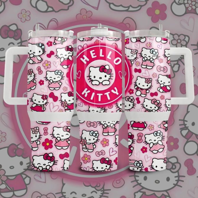 Hello Kitty Cartoon Custom Stanley Quencher 40Oz Stainless Steel Tumbler - Image 2