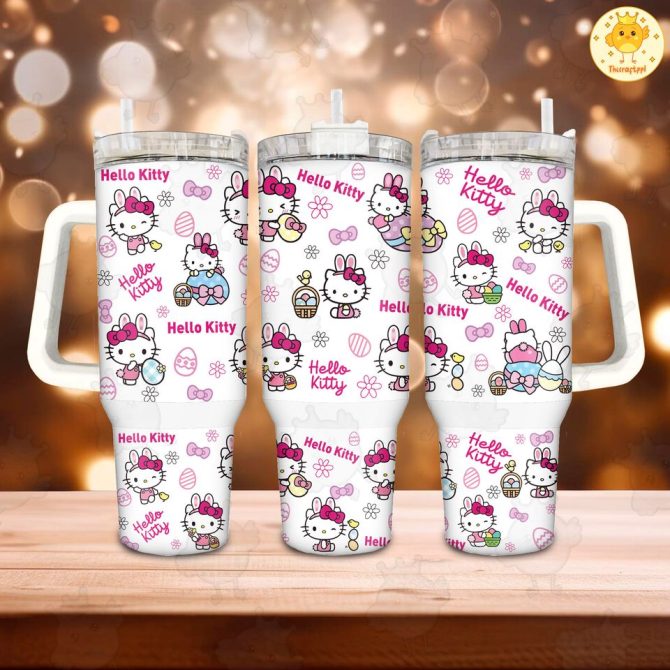 Hello Kitty Cartoon Custom Stanley Quencher 40Oz Stainless Steel Tumbler - Image 2