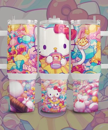 Hello Kitty Cartoon Custom Stanley Quencher 40Oz Stainless Steel Tumbler