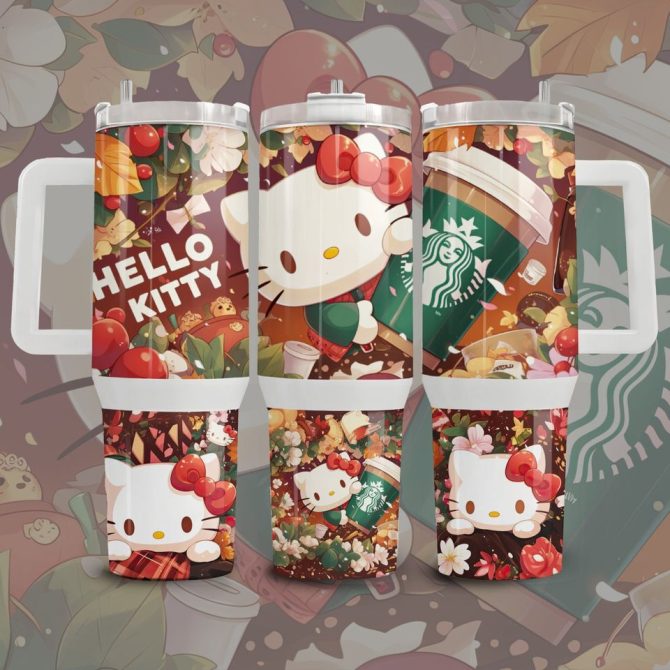 Hello Kitty Cartoon Custom Stanley Quencher 40Oz Stainless Steel Tumbler - Image 2