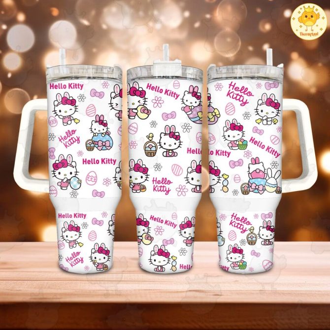 Hello Kitty Cartoon Custom Stanley Quencher 40Oz Stainless Steel Tumbler