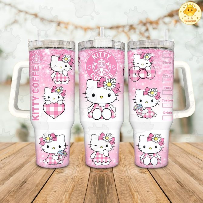 Hello Kitty Cartoon Custom Stanley Quencher 40Oz Stainless Steel Tumbler - Image 2
