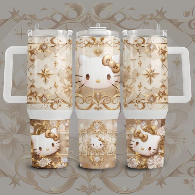 Hello Kitty Cartoon Custom Stanley Quencher 40Oz Stainless Steel Tumbler