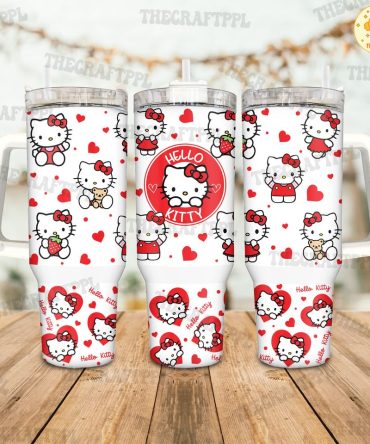 Hello Kitty Cartoon Custom Stanley Quencher 40Oz Stainless Steel Tumbler