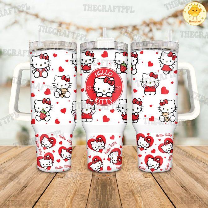 Hello Kitty Cartoon Custom Stanley Quencher 40Oz Stainless Steel Tumbler