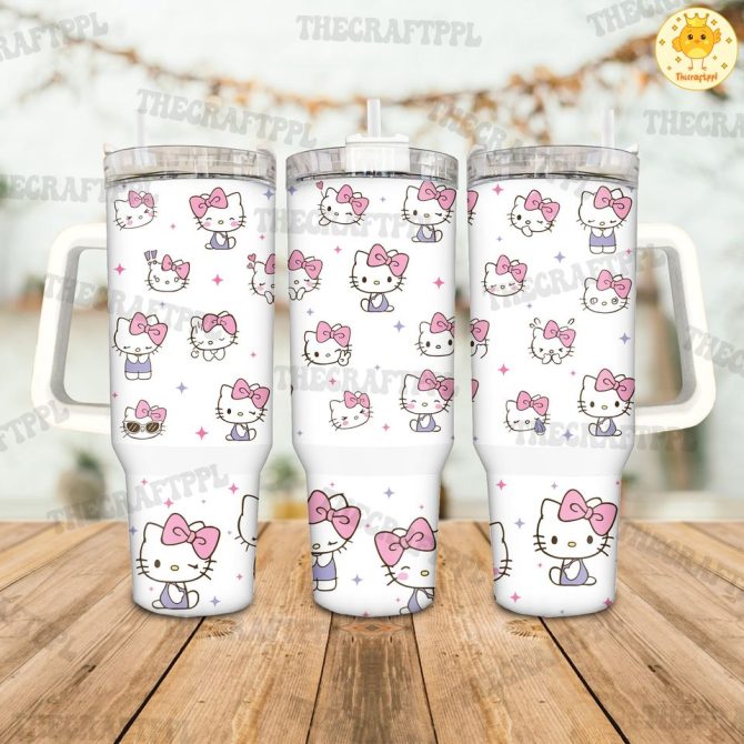 Hello Kitty Cartoon Custom Stanley Quencher 40Oz Stainless Steel Tumbler