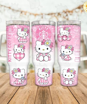 Hello Kitty Cartoon Custom Stanley Quencher 40Oz Stainless Steel Tumbler