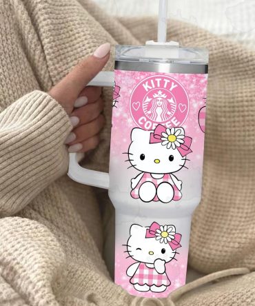 Hello Kitty Cartoon Custom Stanley Quencher 40Oz Stainless Steel Tumbler