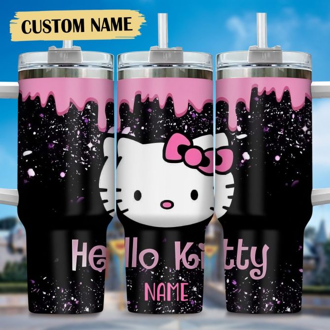 Hello Kitty Cartoon Custom Stanley Quencher 40Oz Stainless Steel Tumbler With Handle
