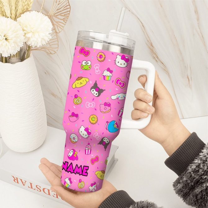 Hello Kitty Cartoon Custom Stanley Quencher 40Oz Stainless Steel Tumbler With Handle - Image 2