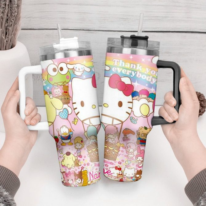 Hello Kitty Cartoon Custom Stanley Quencher 40Oz Stainless Steel Tumbler With Handle - Image 2