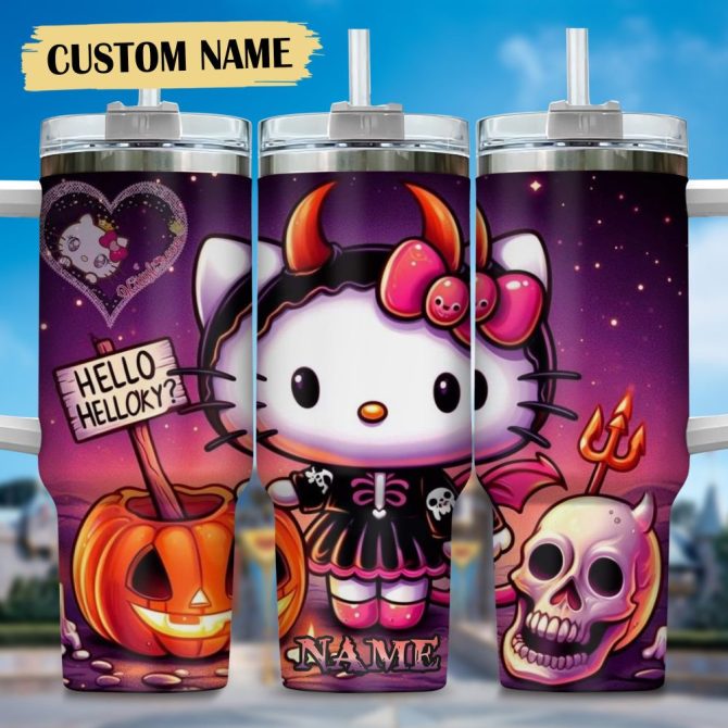 Hello Kitty Cartoon Custom Stanley Quencher 40Oz Stainless Steel Tumbler With Handle