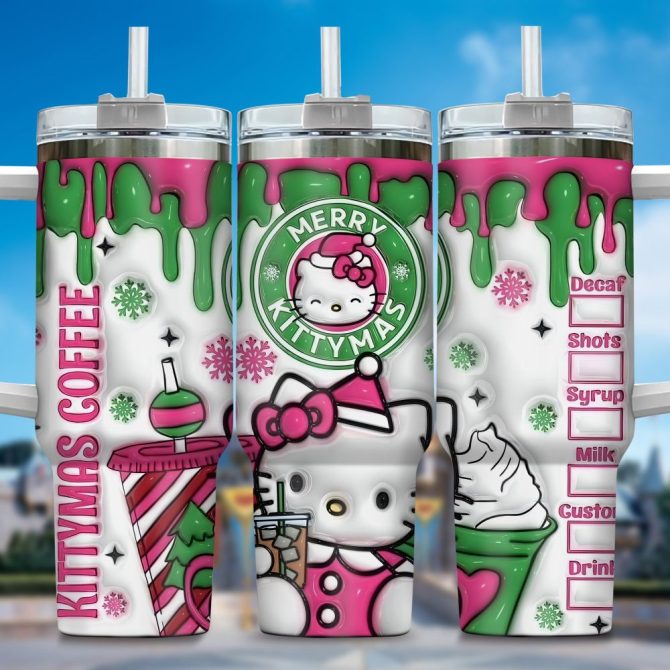 Hello Kitty Cartoon Custom Stanley Quencher 40Oz Stainless Steel Tumbler With Handle