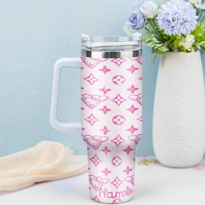 Hello Kitty Cartoon Custom Stanley Quencher 40Oz Stainless Steel Tumbler With Handle - Image 3