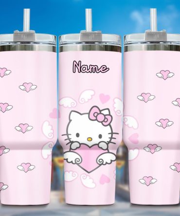 Hello Kitty Cartoon Custom Stanley Quencher 40Oz Stainless Steel Tumbler With Handle