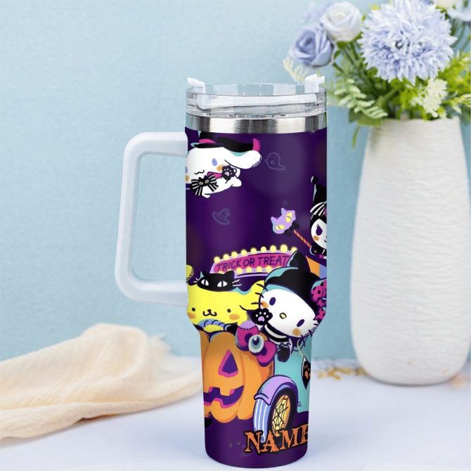 Hello Kitty Cartoon Custom Stanley Quencher 40Oz Stainless Steel Tumbler With Handle - Image 3