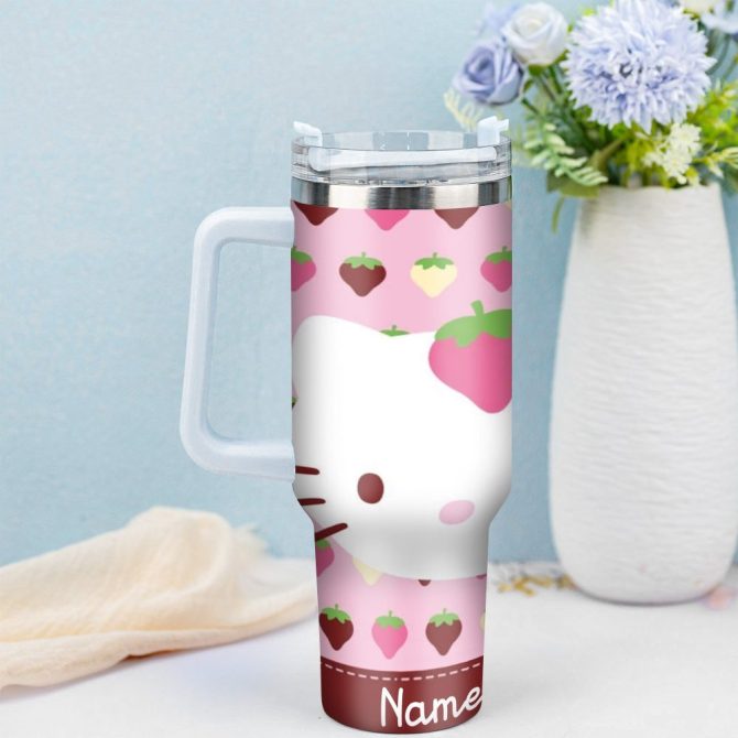 Hello Kitty Cartoon Custom Stanley Quencher 40Oz Stainless Steel Tumbler With Handle - Image 2