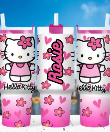 Hello Kitty Cartoon Custom Stanley Quencher 40Oz Stainless Steel Tumbler With Handle