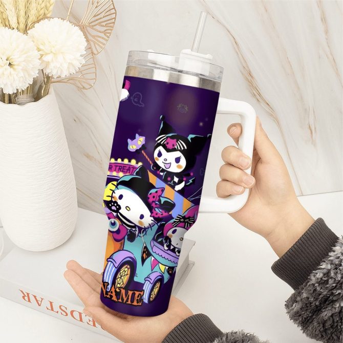 Hello Kitty Cartoon Custom Stanley Quencher 40Oz Stainless Steel Tumbler With Handle - Image 2