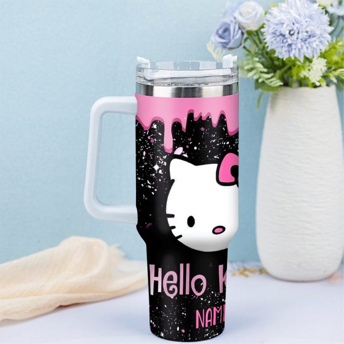 Hello Kitty Cartoon Custom Stanley Quencher 40Oz Stainless Steel Tumbler With Handle - Image 2