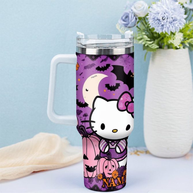 Hello Kitty Cartoon Custom Stanley Quencher 40Oz Stainless Steel Tumbler With Handle - Image 2