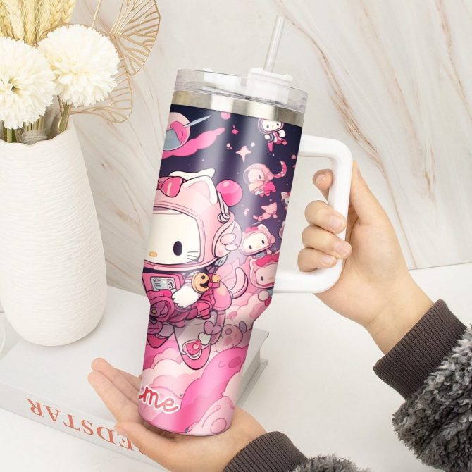 Hello Kitty Cartoon Custom Stanley Quencher 40Oz Stainless Steel Tumbler With Handle - Image 2