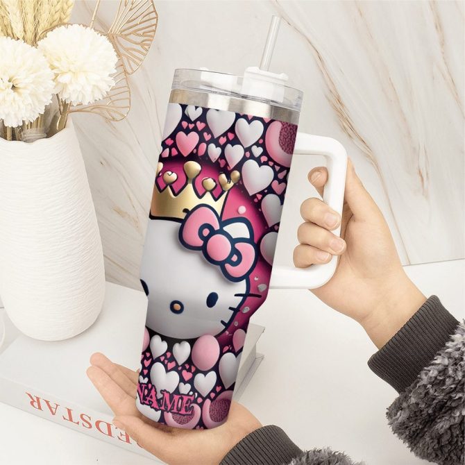 Hello Kitty Cartoon Custom Stanley Quencher 40Oz Stainless Steel Tumbler With Handle - Image 2