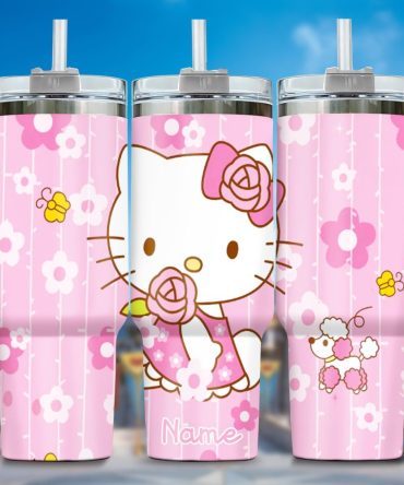 Hello Kitty Cartoon Custom Stanley Quencher 40Oz Stainless Steel Tumbler With Handle