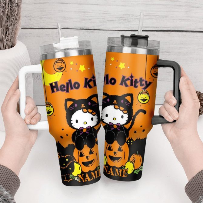 Hello Kitty Cartoon Custom Stanley Quencher 40Oz Stainless Steel Tumbler With Handle - Image 4