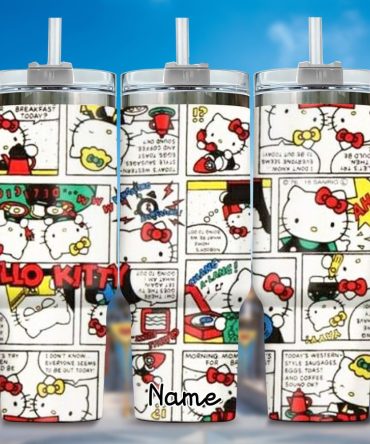 Hello Kitty Cartoon Custom Stanley Quencher 40Oz Stainless Steel Tumbler With Handle