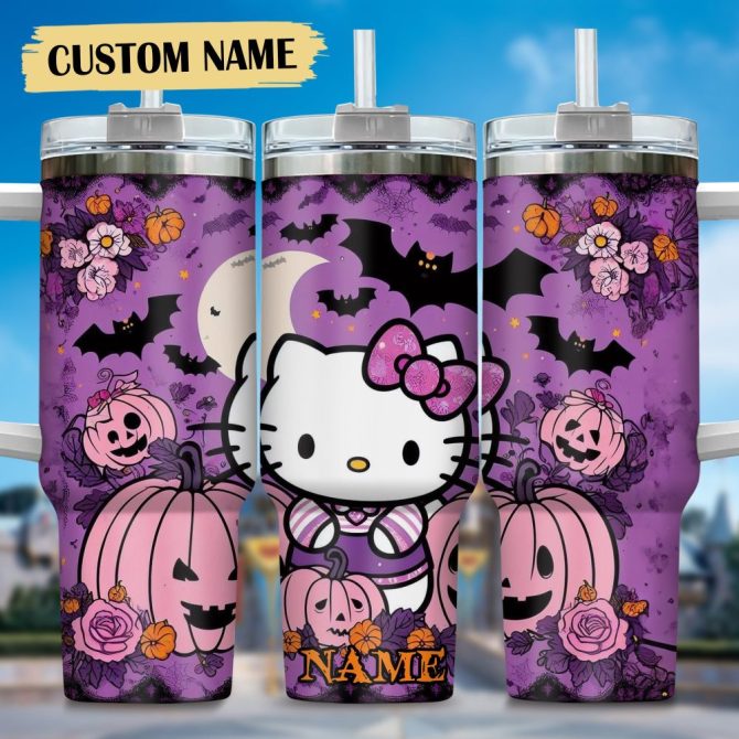 Hello Kitty Cartoon Custom Stanley Quencher 40Oz Stainless Steel Tumbler With Handle