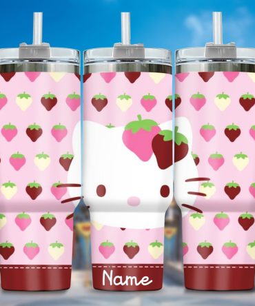 Hello Kitty Cartoon Custom Stanley Quencher 40Oz Stainless Steel Tumbler With Handle