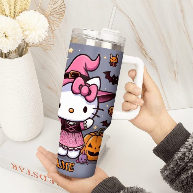 Hello Kitty Cartoon Custom Stanley Quencher 40Oz Stainless Steel Tumbler With Handle - Image 3