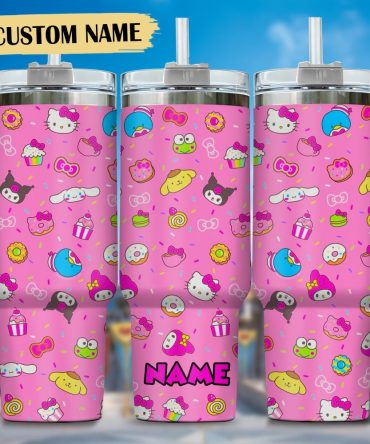 Hello Kitty Cartoon Custom Stanley Quencher 40Oz Stainless Steel Tumbler With Handle