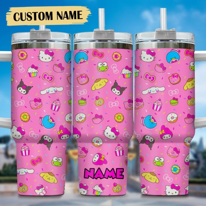 Hello Kitty Cartoon Custom Stanley Quencher 40Oz Stainless Steel Tumbler With Handle