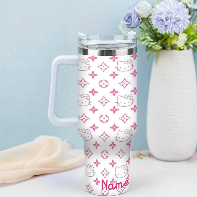 Hello Kitty Cartoon Custom Stanley Quencher 40Oz Stainless Steel Tumbler With Handle - Image 2