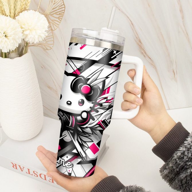 Hello Kitty Cartoon Custom Stanley Quencher 40Oz Stainless Steel Tumbler With Handle - Image 2