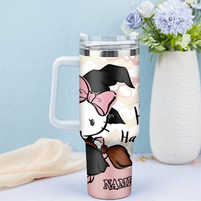 Hello Kitty Cartoon Custom Stanley Quencher 40Oz Stainless Steel Tumbler With Handle - Image 2
