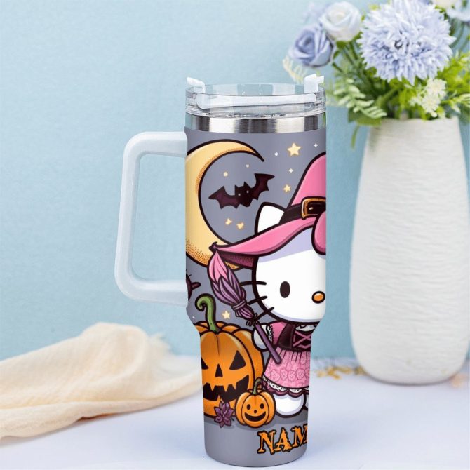 Hello Kitty Cartoon Custom Stanley Quencher 40Oz Stainless Steel Tumbler With Handle - Image 4