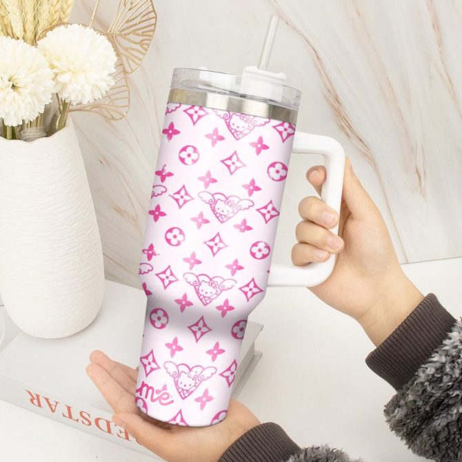 Hello Kitty Cartoon Custom Stanley Quencher 40Oz Stainless Steel Tumbler With Handle - Image 4