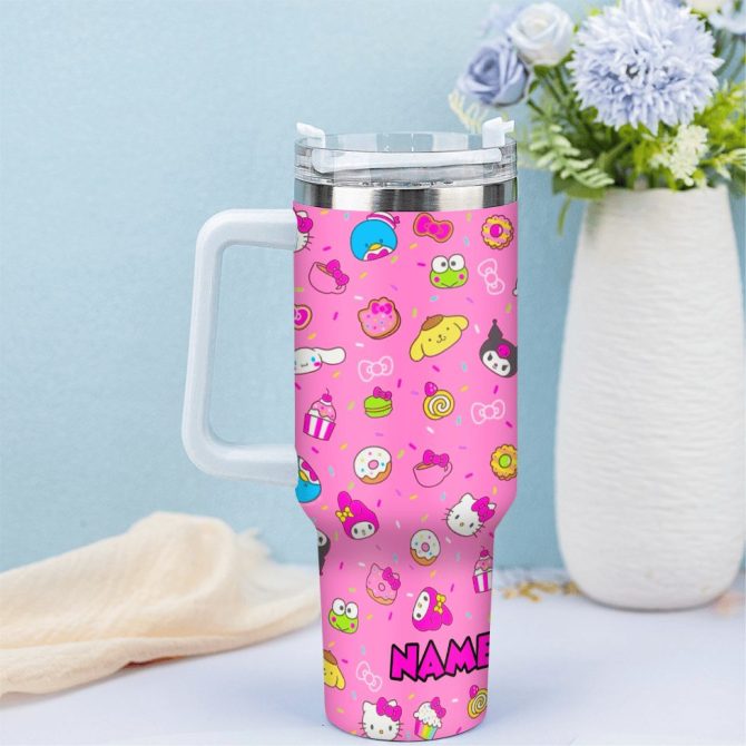 Hello Kitty Cartoon Custom Stanley Quencher 40Oz Stainless Steel Tumbler With Handle - Image 3