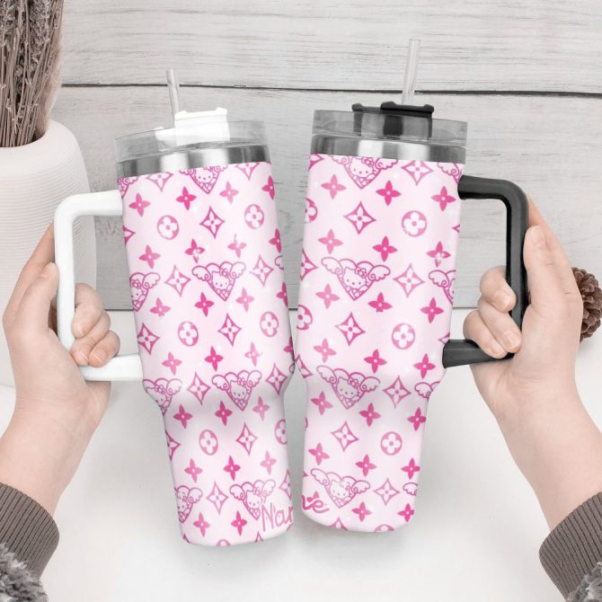 Hello Kitty Cartoon Custom Stanley Quencher 40Oz Stainless Steel Tumbler With Handle - Image 2