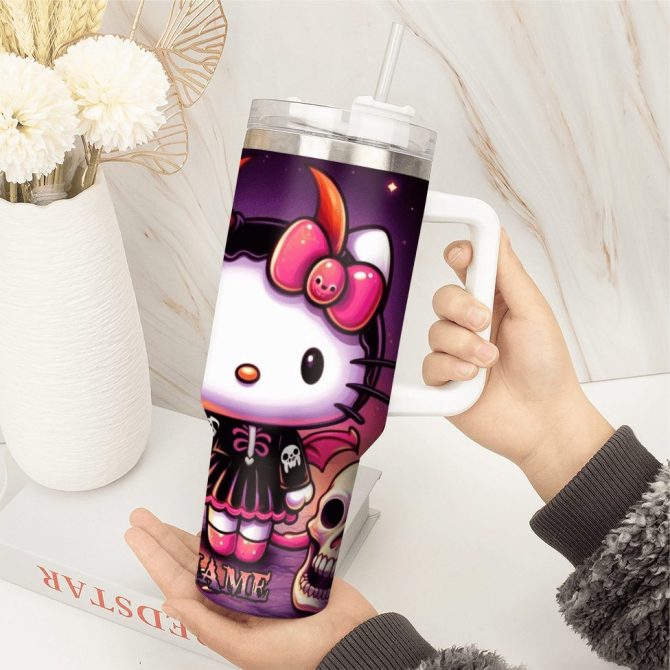 Hello Kitty Cartoon Custom Stanley Quencher 40Oz Stainless Steel Tumbler With Handle - Image 2