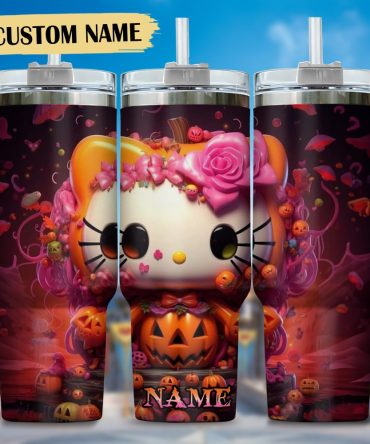 Hello Kitty Cartoon Custom Stanley Quencher 40Oz Stainless Steel Tumbler With Handle
