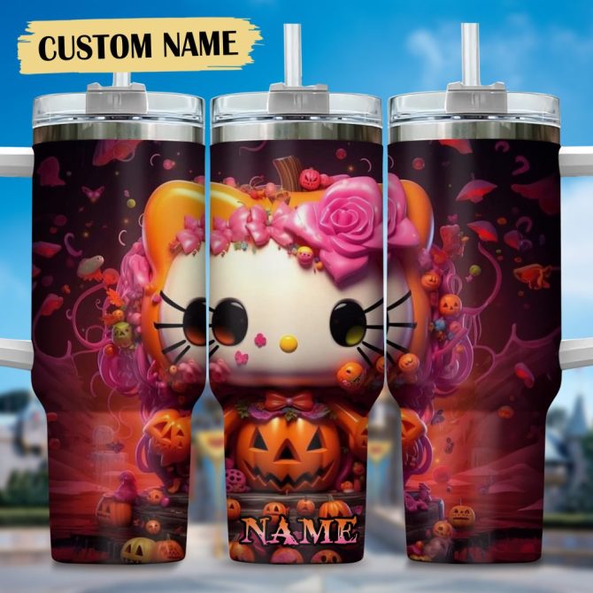 Hello Kitty Cartoon Custom Stanley Quencher 40Oz Stainless Steel Tumbler With Handle