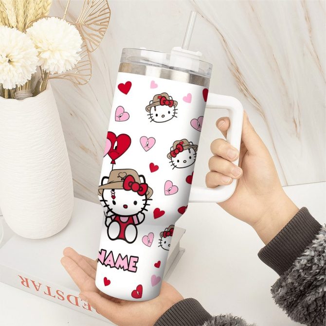 Hello Kitty Cartoon Custom Stanley Quencher 40Oz Stainless Steel Tumbler With Handle - Image 2