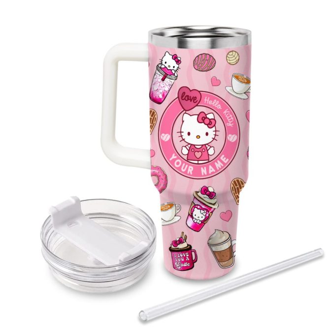 Hello Kitty Cartoon Custom Stanley Quencher 40Oz Stainless Steel Tumbler With Handle - Image 2