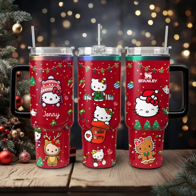 Hello Kitty Cartoon Custom Stanley Quencher 40Oz Stainless Steel Tumbler With Handle