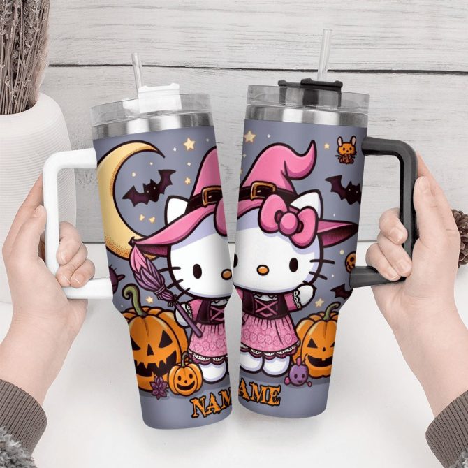Hello Kitty Cartoon Custom Stanley Quencher 40Oz Stainless Steel Tumbler With Handle - Image 2
