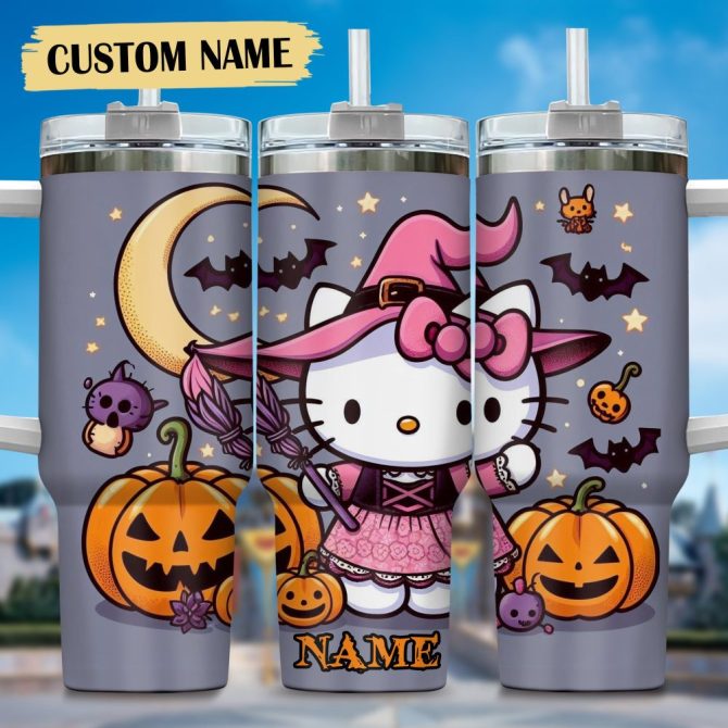 Hello Kitty Cartoon Custom Stanley Quencher 40Oz Stainless Steel Tumbler With Handle